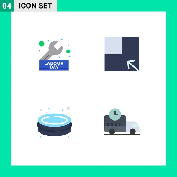 Conjunto Moderno Iconos Planos Pictografía Del Día Nadar Reparar Girar — Vector de stock