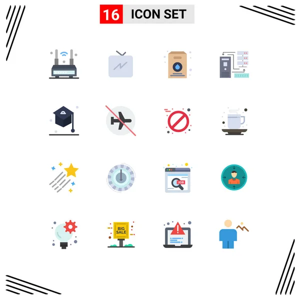 Pictogram Set Simple Flat Colors Graduation Information Milk Electronic Data — 스톡 벡터