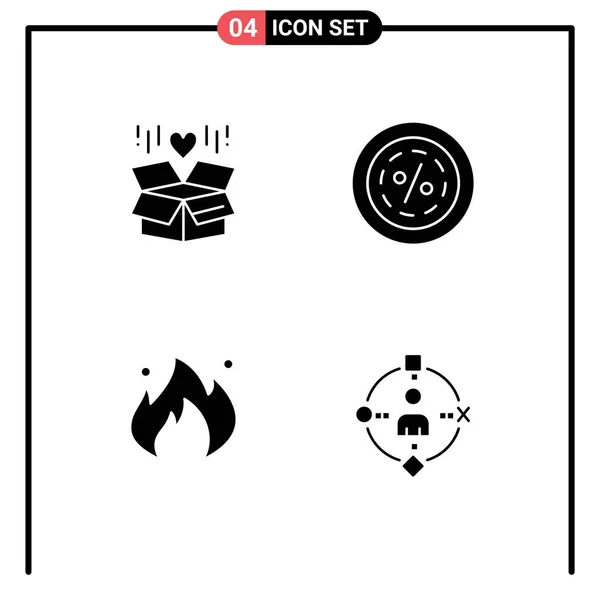 Universal Icon Symbols Group Modern Solid Glyphs Gift Shopping Surprize — 스톡 벡터