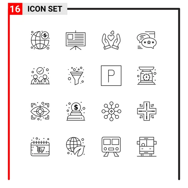 Set Modern Icons Symbols Signs Collaboration Sms Love Messages Communication — Stock Vector