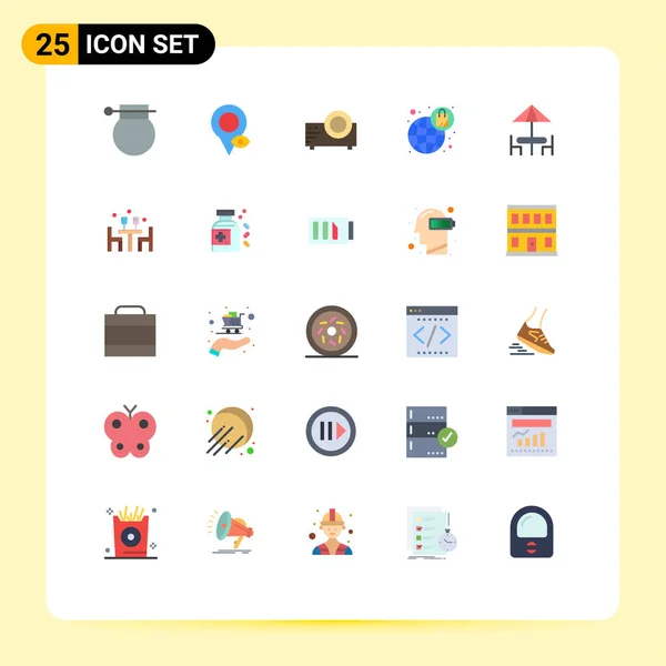 Universal Icon Symbols Grupo Cores Planas Modernas Diner Compras Ponteiro — Vetor de Stock