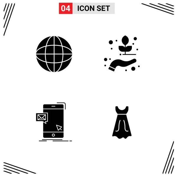 Stock Vector Icon Pack Line Signs Symbols Globe Instant Hand — 스톡 벡터