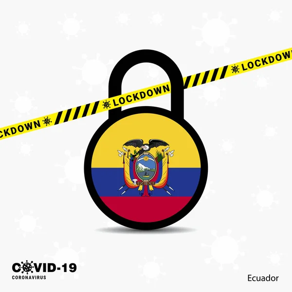 Ecuador Lock Lock Coronavirus Πρότυπο Πανδημίας Σχεδιασμός Κλειδώματος Covid — Διανυσματικό Αρχείο