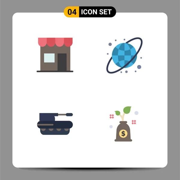 Pictogram Set Simple Flat Icons Building Howitzer Retail Circular Grid — 스톡 벡터