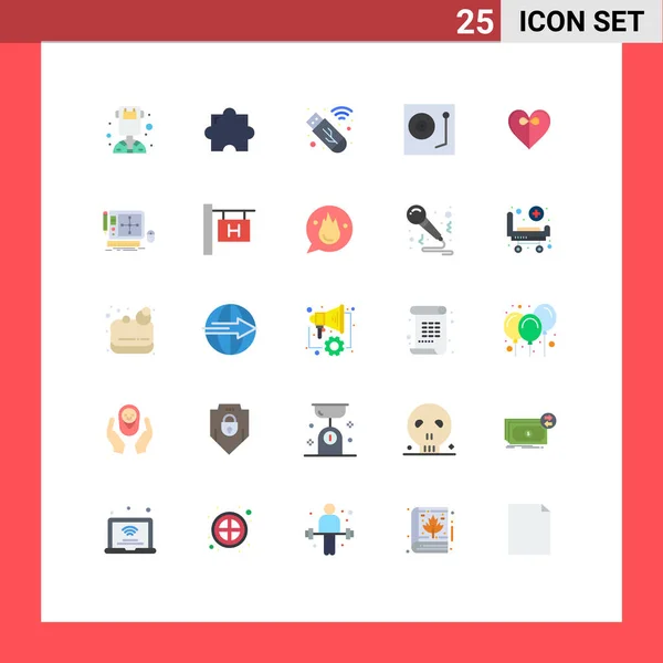 Conjunto Iconos Interfaz Usuario Moderna Símbolos Signos Para Cinta Corazón — Vector de stock