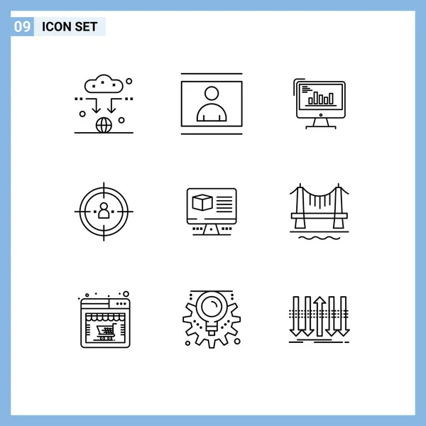 Universal Icon Symbols Group Modern Outlines Management Trends Picture Marketing — Stock Vector