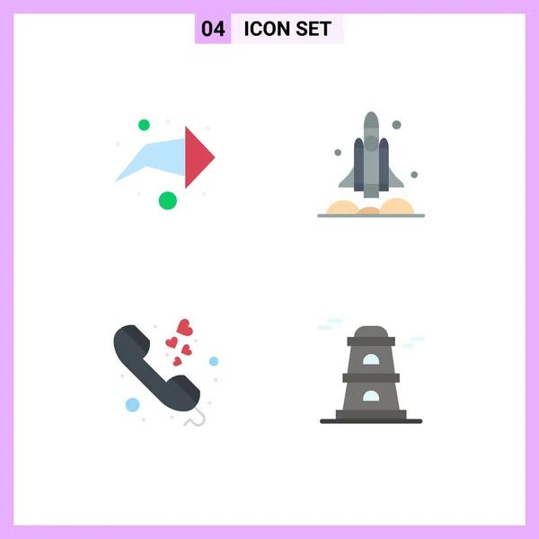 Modern Set Flat Icons Pictograph Arrow Communication Launcher Transport Phone — Stock Vector