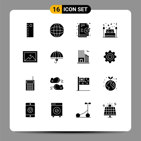 Interfaz Usuario Solid Glyph Pack Signos Símbolos Modernos Fondos Imagen — Archivo Imágenes Vectoriales