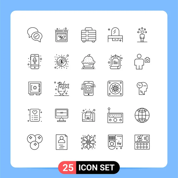 Pictogram Set Simple Lines Communication Dreer Beach Drawer Beauty Editable — 스톡 벡터