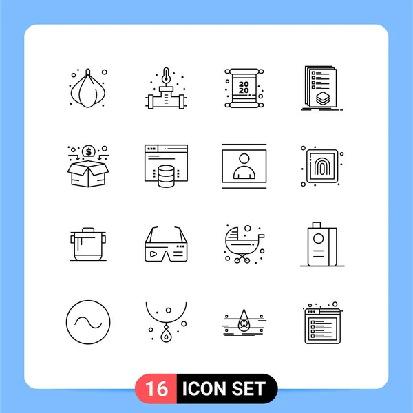 Universal Icon Symbols Group Modern Outlines Fundraising Mark Invitation Listing — Stock Vector