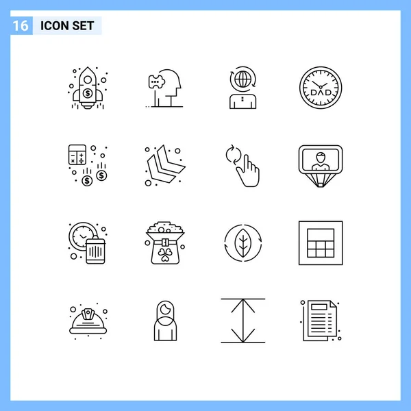 Universal Icon Symbols Group Modern Outlines Audit Timepiece Business Fathers — Vetor de Stock