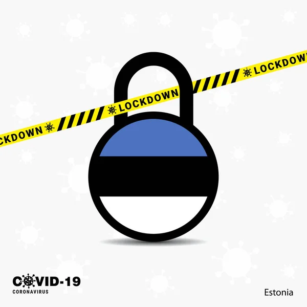 Estonia Lock Deshizo Lock Coronavirus Conciencia Pandémica Plantilla Covid Lock — Vector de stock
