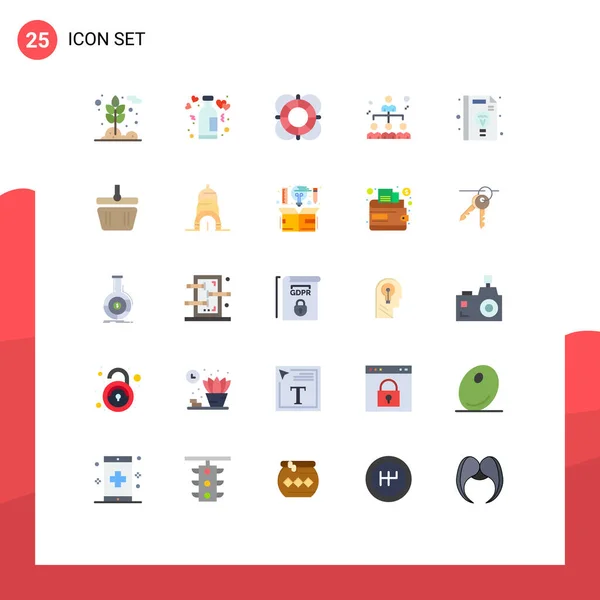 Pictogram Set Simple Flat Colors Share Network Wine Business Outline — 스톡 벡터