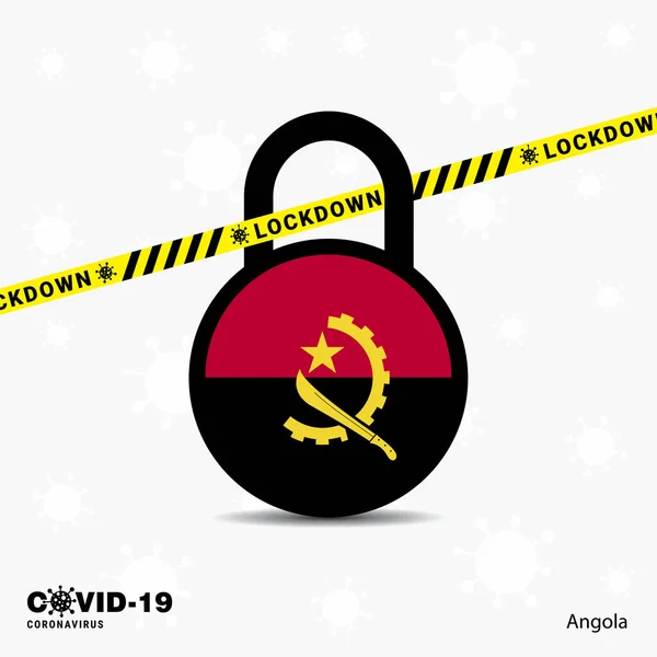 Angola Lock Mandó Localizar Coronavirus Pandemia Conciencia Plantilla Covid Lock — Vector de stock
