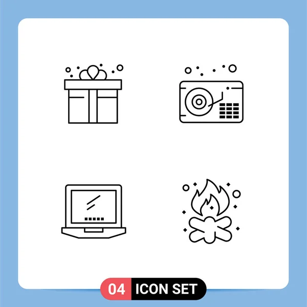 Set Modern Icons Symbols Signs Box Device Shopping Music Laptop — Stock Vector