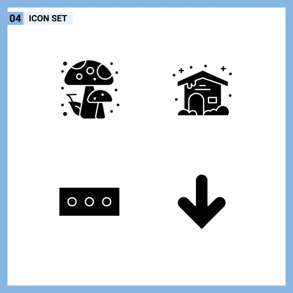 Set Komerční Solid Glyphs Pack Pro Podzim Home Password Download — Stockový vektor