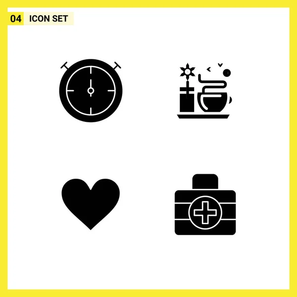 Iconos Creativos Signos Símbolos Modernos Cronómetro Kit Médico Café Instagram — Vector de stock