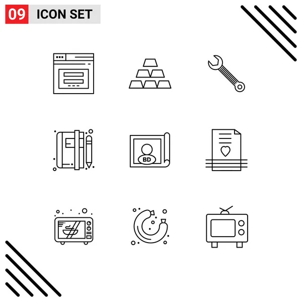 Stock Vector Icon Pack Líneas Signos Símbolos Para Blog Libro — Vector de stock