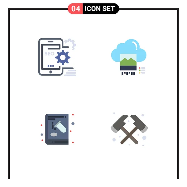 Stock Vector Icon Confezione Segni Simboli Linea Seo Online Setting — Vettoriale Stock