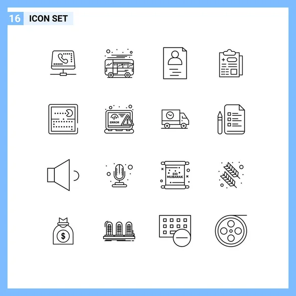 Stock Vector Icon Pack Line Signs Symbols Games Report Local — Stock Vector