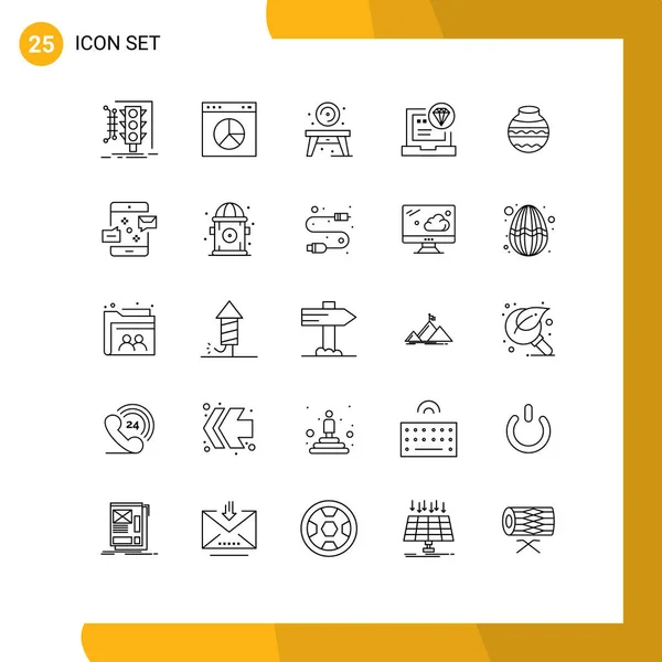 Universal Icon Symbols Group Modern Lines Develop Code Website Browser — Stock Vector