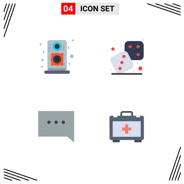 Set Modern Icons Symbols Signs Audio Comment Competition Play Health — Stock Vector