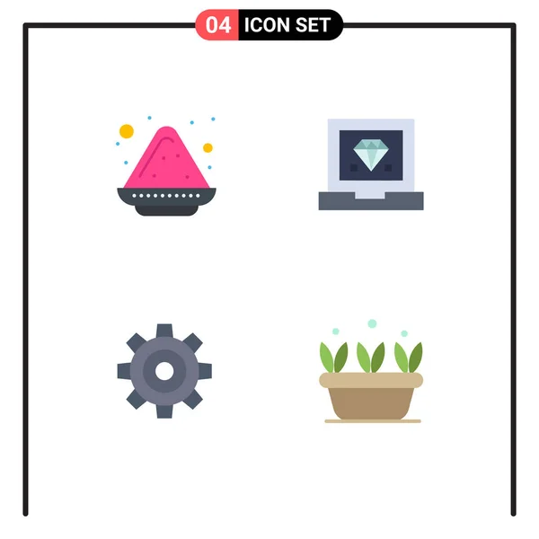 Pictogram Set Simple Flat Icons Color Plate General Powder Development — 스톡 벡터