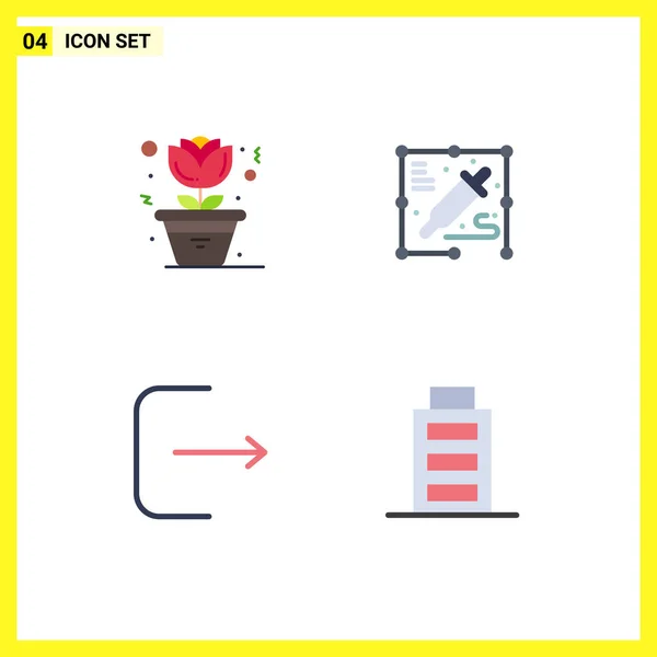 Ícones Planos Vetores Temáticos Símbolos Editáveis Flor Bateria Escolher Cor — Vetor de Stock