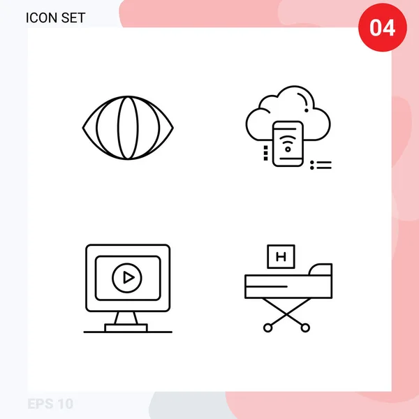 Conjunto Iconos Interfaz Usuario Moderna Símbolos Signos Para Los Ojos — Vector de stock