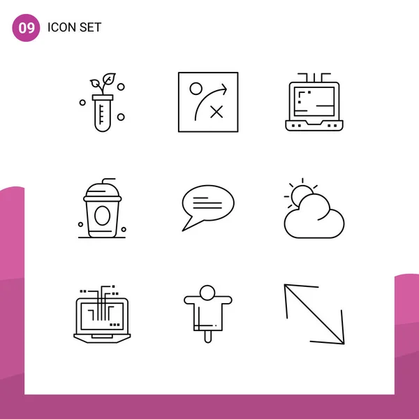 Stock Vector Icon Pack Líneas Signos Símbolos Para Red Tiempo — Vector de stock