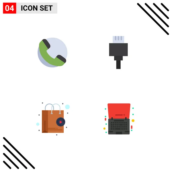 Flat Icon Concept Websites Mobile Apps Ecommerce Shopping Cable Shop — Stock Vector