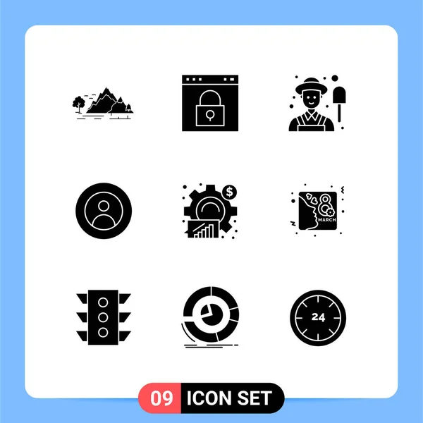 Modern Set Solid Glyphs Pictograph World People Page Global Garden — Stock Vector