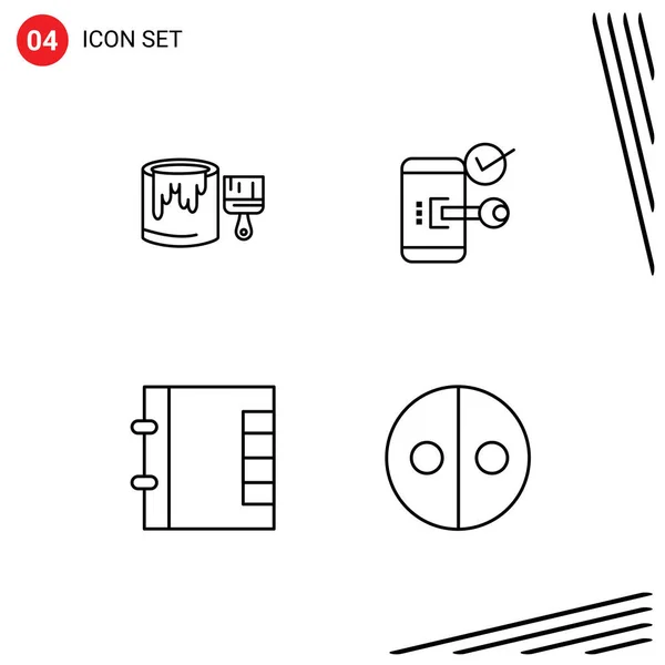 User Interface Line Pack Modern Signs Symbols Brush Security Painting — Vetor de Stock