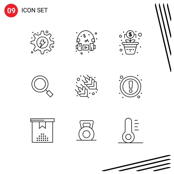 Mobile Interface Outline Set Pictograms Supermarket Search Music Magnify General — Stock Vector