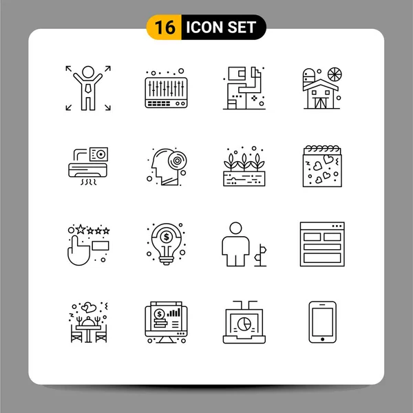 Universal Icon Symbols Group Modern Outlines Room Air Condition Kill — Stockový vektor