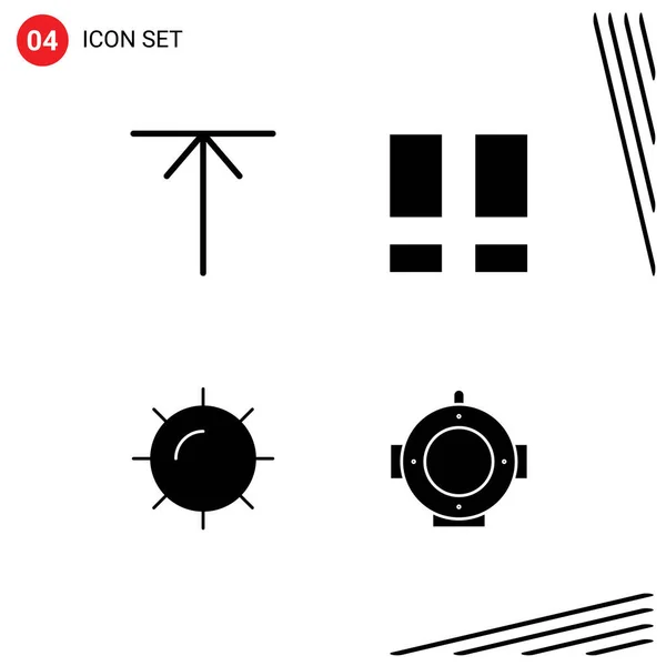 Modern Set Solid Glyphs Symbols Arrow Weather Collage Photo Helm — Stock Vector