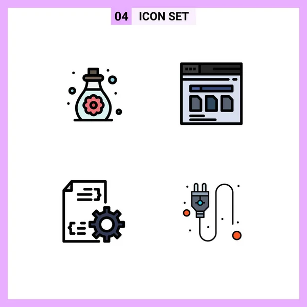 2014 Mobile Interface Filledline Flat Color Set Pictograms Care Development — 스톡 벡터