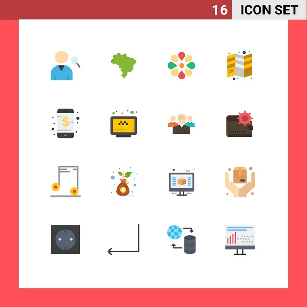 User Interface Flat Color Pack Modern Signs Symbols Phone Business — Διανυσματικό Αρχείο