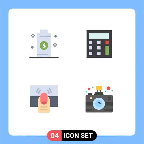 Pack Modern Flat Icons Signs Symbols Web Print Media Battery — Stock Vector