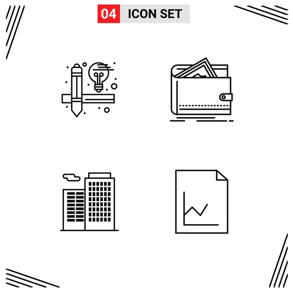 Stock Vector Icon Pack Linii Semne Simboluri Pentru Creație Clădire — Vector de stoc