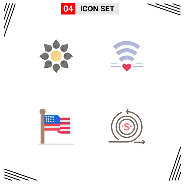 Flat Icon Pack Symboles Universels Célébrer Coeur Diwali Wifi Drapeau — Image vectorielle