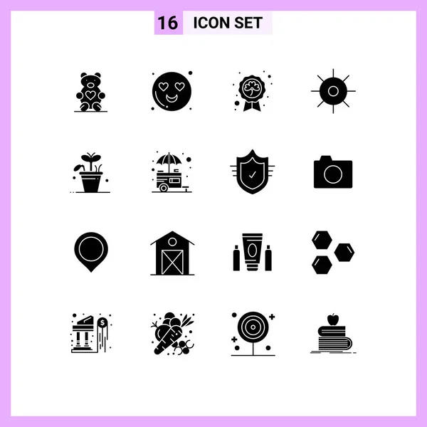 Conjunto Iconos Interfaz Usuario Moderna Símbolos Signos Para Hoja Sol — Vector de stock