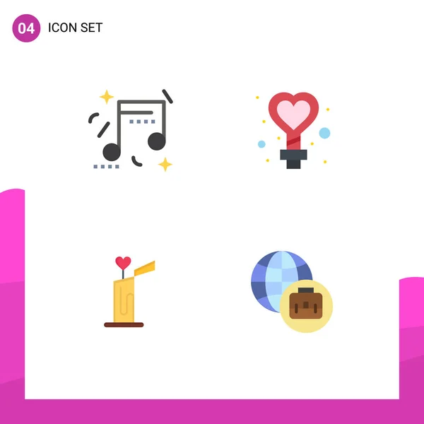 Modern Set Flat Icons Symbols Celebration Love Party Sign Heart — Stock Vector