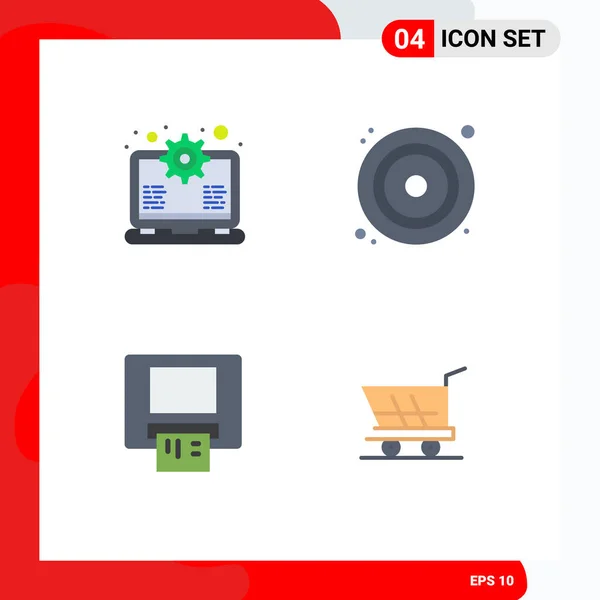 Flat Icon Concept Websites Mobile Apps Gear Card Support Dvd — Stockový vektor
