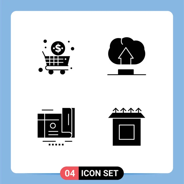 Pictogram Set Simple Solid Glyphs Business Gift Shopping User Box - Stok Vektor