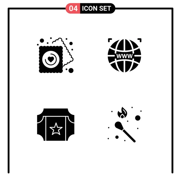 Universal Icon Symbols Group Modern Solid Glyphs Heart Film Svatba — Stockový vektor
