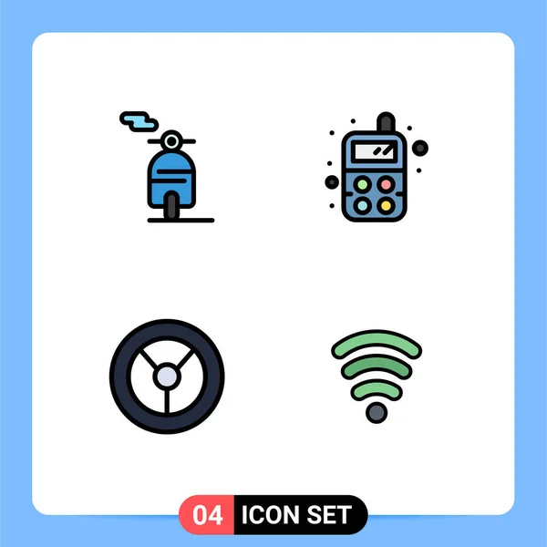 Creative Icons Modern Jelek Szimbólumok Motor Szervika Baba Kerék Szerkeszthető — Stock Vector