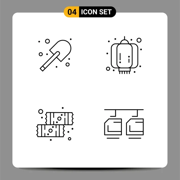 Pictogram Set Simple Filledline Flat Colors Digging Dessert Spade Decoration — Stock Vector