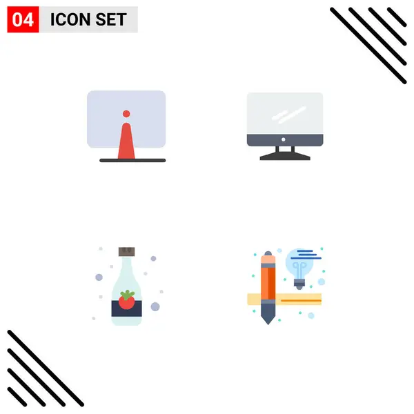 Groep Van Moderne Flat Icons Set Voor Achterkant Imac Monitor — Stockvector