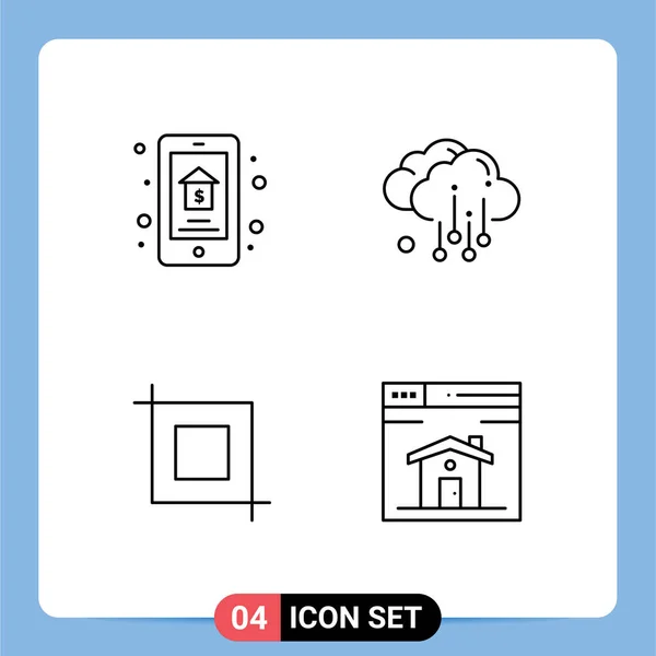 一套4个现代用户界面图标符号 用于在线销售 可编辑向量设计元素 — 图库矢量图片